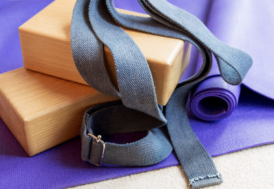 Yoga mat, blocks, strap